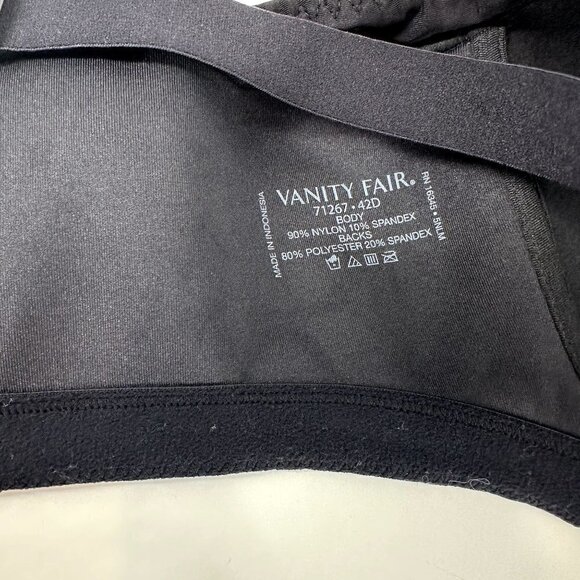 Vanity Fair Black wireless lightly padded bra Size 42D - Picture 7 of 9